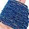 Transparent Electroplate Glass Beads Strands, Full Plated, Faceted, Bicone, Blue Plated, 3.5~3.8x3mm, Hole: 0.8mm, about 107~110pcs/strand, 32.5~34cm