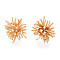 Flower Brass Micro Pave Clear Cubic Zirconia Stud Earrings, Long-Lasting Plated, Nickel Free, Real 18K Gold Plated, 22~25.5x22~25.5mm