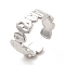Non-Tarnish 304 Stainless Steel Geometry Open Cuff Ring for Women, Stainless Steel Color, US Size 6 1/2(16.9mm)