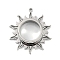 304 Stainless Stee Locket Pendants, with Glass, Sun Charm, Stainless Steel Color, 43.5x39x10.5mm, Hole: 2.2mm
