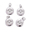 Brass Charms, with Cubic Zirconia, Flat Round with Sun, Clear, Platinum, 15x12x2mm, Hole: 3.5mm