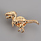 Alloy Brooches, with Butterfly Clutches, Dinosaur, Cadmium Free & Nickel Free & Lead Free, Light Gold, 16.5x34mm, Pin: 1mm