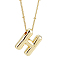 1pc Brass Chain with Alloy Letter Pendants Necklaces, Lead Free & Nickel Free & Cadmium Free, Golden, Letter H, 17.99~18.23 inch(45.7~46.3cm), pendants: 20~22.5x13~23mm
