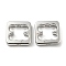 Rack Plating Alloy Beads,  Lead Free & Cadmium Free & Nickel Free, Square, Platinum, 15x15x3.5mm, Hole: 1.6mm