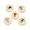 Rack Plating Alloy Glass Pendants, with ABS Plastic Imitation Pearl, Cadmium Free & Nickel Free & Lead Free, Flat Round with Tulip, Light Gold, Mixed Color, 20.5x18x4mm, Hole: 1.6mm