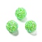 Acrylic Rhinestone Ball Beads, Sparkling Beads with Hexagon Patterns, Round, Lime, 20x18.5mm, Hole: 2.8mm