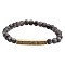 6MM Natural Map Stone Beaded Bracelets, Tube Brass Micro Pave Cubic Zirconia Stretch Bracelets