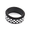 304 Stainless Steel Checkerboard Spinner Ring, Checkered Rings for Unisex, Electrophoresis Black, 7.8mm, Inner Diameter: 17.5mm
