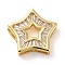 Rack Plating Brass Micro Pave Cubic Zirconia Silde Charms, Long-Lasting Plated, Cadmium Free & Lead Free, Star, Real 18K Gold Plated, 20x21x5mm, Hole: 5x0.8mm