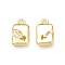 Clear Glass Pendnants, with Brass Findings, Rectangle Charms, Real 18K Gold Plated, 10x6x2mm, Hole: 1.2mm