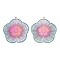 201 Stainless Steel Pendants, Etched Metal Embellishments, Flower Charm, Rainbow Color, 31x30x0.3mm, Hole: 1.4mm