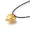 Ion Plating(IP) 304 Stainless Steel Heart Pendant Necklaces for Women, Waxed Cord Necklaces, Real 14K Gold Plated, 16.14 inch(41cm)
