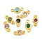 Rack Plating Brass Pave Cubic Zirconia Flat Round Links Connector Charms, Long-Lasting Plated, Lead Free & Cadmium Free, Real 18K Gold Plated, Mixed Color, 8x4x2mm, Hole: 1mm
