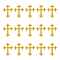 Polyester Metallic Thread Embroidery Applique Patch, Sewing Craft Decoration, Religion Cross, Gold, 96x72x1mm