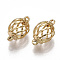 Brass Links connectors, Nickel Free, Real 18K Gold Plated, Cage, 17x10.5mm, Hole: 1.2mm