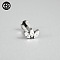 G23 Titanium Micro Pave Cubic Zirconia Cartilage Earrings, Internally Threaded Labrets Stud, Tragus Stud, Flat Back Earring, Leaf, Stainless Steel Color, 8mm, Pin: 1.2mm