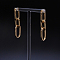 Brass Hoop Earrings, Oval Drop Earrings, Real 18K Gold Plated, 47x13mm
