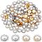 80Pcs 2 Colors Sew on Rhinestone, Resin Rhinestone, with Iron Prong Settings and Plastic Imitation Pearl Beads, Garments Accessories, Faceted, Flower, Platinum & Golden, 16x12mm, Hole: 5x3mm, 40pcs/color