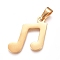304 Stainless Steel Pendants, Musical Note, Golden, 33x25x1.5mm, Hole: 10x4mm