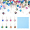 64Pcs 8 Styles Glass & Alloy Pendants, with Silver Iron Findings, Teardrop, Mixed Color, 19mm, Hole: 1.8mm, 8pcs/style