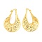 Rack Plating Brass Teardrop Hoop Earrings, Long-Lasting Plated, Lead Free & Cadmium Free, Real 18K Gold Plated, 31.5x21mm