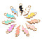Alloy Enamel Pendants, Lightning Bolt, Light Gold, Mixed Color, 20x7x1.5mm, Hole: 2mm