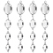 80Pcs 4 Styles 304 Stainless Steel Cabochon Connector Settings, Plain Edge Bezel Cups, Flat Round, Stainless Steel Color, Tray: 8~16mm, 15~25x10~18x2mm, Hole: 1.5~2.5mm, 20pcs/style