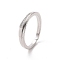Clear Cubic Zirconia Open Cuff Ring, Brass Jewelry for Women, Platinum, US Size 6(16.5mm)