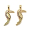Brass Micro Pave Cubic Zirconia Pendants, Cadmium Free & Nickel Free & Lead Free, Bird, Real 18K Gold Plated, 28x14x3mm, Hole: 5x2.5mm