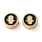 Ion Plating(IP) 304 Stainless Steel Beads, with Enamel, Flat Round, Real 18K Gold Plated, Hamsa Hand, 8x3mm, Hole: 2mm