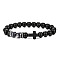 Bohemian Tiger Eye Stone Bracelet Cross Natural Stone Beads Vintage Matte Bead Bracelet