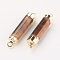 Natural Gemstone Links connectors, with Brass Findings, Column, 25~27x5~6mm, Hole: 2mm