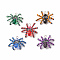 Glass Seed Pendants, with Iron Findings, Spider, Mixed Color, 28~30x35~35.5x8.5~11.5mm, Hole: 3.2~4mm, 5pcs/set