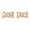 Brass Pave Clear Cubic Zirconia Connector Charms, Cadmium Free & Nickel Free & Lead Free, Bowknot Links, Real 18K Gold Plated, 11x19.5x5.5mm, Hole: 1.2mm