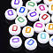 Initial Acrylic Beads, Horizontal Hole, Flat Round, Mixed Color, Letter.D, 7x3.5~4mm, Hole: 1.2mm, about 370pcs/50g