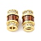 Brass Micro Pave Cubic Zirconia Screw Clasps, Cadmium Free & Nickel Free & Lead Free, Column, Real 18K Gold Plated, 11x7mm, Pin: 0.7mm