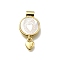 Brass Pave Natural White Shell Flat Round with Heart Pendants, Cadmium Free & Lead Free, Rack Plating, Long-Lasting Plated, Real 18K Gold Plated, 22.5x12x3mm, Hole: 2mm