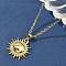 Brass Micro Pave Clear Cubic Zirconia Sun Pendant Necklaces for Women, Real 18K Gold Plated, 17.52 inch(44.5cm), Pendant: 20.5x19.5x4mm