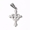 Non-Tarnish 304 Stainless Steel Pendants, Cross with Heart, Stainless Steel Color, 30.5x18.5x1.5mm, Hole: 8x3mm