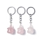Natural Rose Quartz Keychains, with Iron Keychain Clasps, Ghost, 8cm