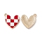 Alloy Enamel Pendants, Golden, Heart with Tartan Pattern Charm, Red, 20x19x2mm, Hole: 1.8mm