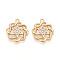 Brass Micro Pave Cubic Zirconia Pendants, Star & Loop Charms, Long-Lasting Plated, Nickel Free, Clear, 20.5x18x2.5mm, Hole: 1.6mm