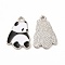 Alloy Enamel Pendants, Panda Charm, Platinum, 20.5x14x1.5mm, Hole: 2mm