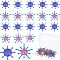 20Pcs 2 Style Rainbow Color Iron Pendants, Cadmium Free & Lead Free, Mixed Shapes, 44.5~46x44~48x2~3mm, Hole: 1.5~1.6mm, 10pcs/style