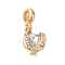 Rack Plating Alloy Crystal Rhinestone European Dangle Charms, Large Hole Wing Heart Pendants, Cadmium Free & Nickel Free & Lead Free, Golden, 27mm, Hole: 5mm
