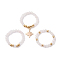 3Pcs 3 Styles Natural Rose Quartz Beaded Stretch Rings Set, Stackable Rings with Brass Star Charms, Inner Diameter: 21~22mm, 1Pc/style