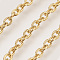 Ion Plating(IP) Handmade 304 Stainless Steel Cable Chains, Textured, Unwelded, with Spool, Oval, Golden, 4.4x3x0.6mm, about 32.8 Feet(10m)/roll