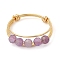 Natural Round Amethyst Beaded Finger Rings, with Golden Copper Wire Wrapped Rings, US Size 8 1/2(18.5mm), 1.5~6mm