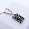 Vintage Hip-hop Stainless Steel Skull Red Evil Eye Pendant Necklaces for Men, Stainless Steel Color