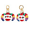3Pcs Brass Micro Pave Cubic Zirconia Pendants, with Colorful Enamel and Jump Rings, Clown Charms, Real 18K Gold Plated, 15x16x5mm, Hole: 3.6mm